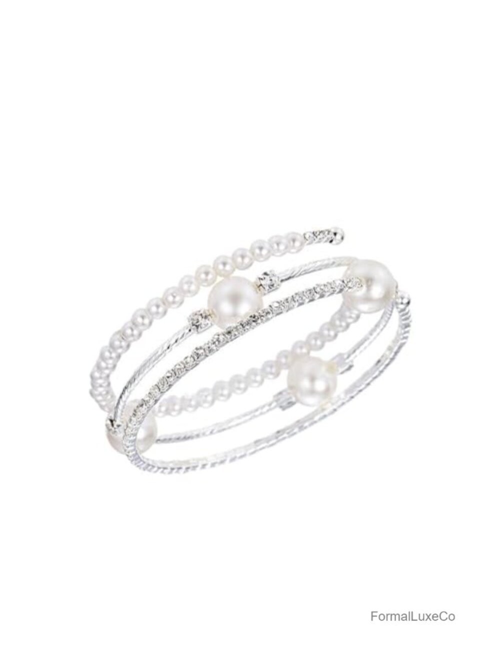 Vintage Multi-Layer Pearl Rhinestone Wrap Bangle Bracelet 1920s Wedding